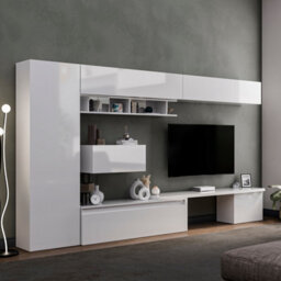 Decorotika Cardiff Moduler Modern Tv Unit Wall Mount Customizable Layout High Gloss White - thumbnail 3