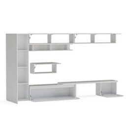 Decorotika Cardiff Moduler Modern Tv Unit Wall Mount Customizable Layout High Gloss White - thumbnail 5