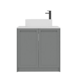 Royal Bathrooms Royal Bathroom Elmore 800mm Matt Pebble Grey Freestanding Countertop Bathroom Vanity Unit 2 Door With Peak Basin - thumbnail 7