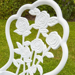 Home Source Rose Detail Outdoor Garden Bistro Patio Table And Chair Set White - thumbnail 4