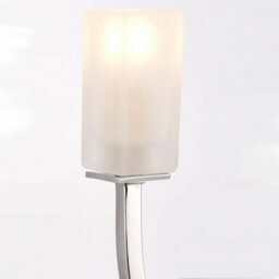 Led Twin Wall Light Modern Chrome Arm & Frosted Oblong Glass Shade Lamp Lighting - thumbnail 3