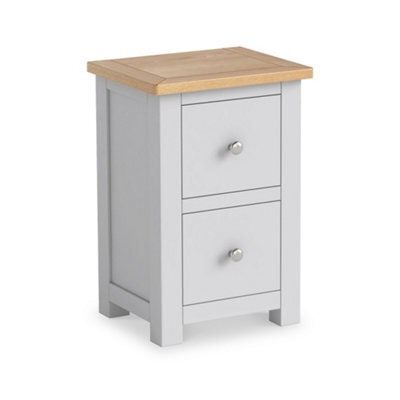 Duchy Grey 2 Drawer Bedside Table - Painted With Oak Top - Fully Assembled By Roseland Furniture