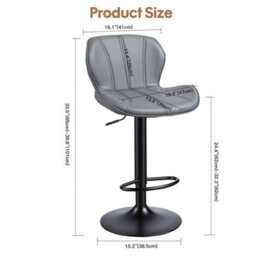 Grey 2 X Bar Stools Swivel Gas Lift Barstool For Kitchen Counter Seating Cafe Chair - thumbnail 2
