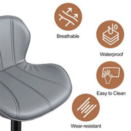 Grey 2 X Bar Stools Swivel Gas Lift Barstool For Kitchen Counter Seating Cafe Chair - thumbnail 4