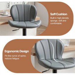 Grey 2 X Bar Stools Swivel Gas Lift Barstool For Kitchen Counter Seating Cafe Chair - thumbnail 5