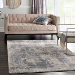 Blue Ivory Luxurious Modern Rustic Textures Rug For Bedroom & Living Room-66 X 230Cm (Runner) - thumbnail 1