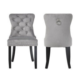 Groundlevel Set Of 2 Studded Velvet Dining Chairs With Ring Knocker - thumbnail 7