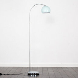 Valuelights Polished Chrome Curved Stem Floor Lamp With Gloss Blue Metal Dome Light Shade - thumbnail 4