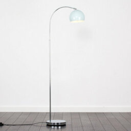 Valuelights Polished Chrome Curved Stem Floor Lamp With Gloss Blue Metal Dome Light Shade - thumbnail 2