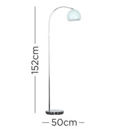 Valuelights Polished Chrome Curved Stem Floor Lamp With Gloss Blue Metal Dome Light Shade - thumbnail 5