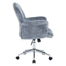 Living And Home Chenille Upholstered Office Chair With Armrests And Casters - thumbnail 3