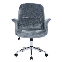 Living And Home Chenille Upholstered Office Chair With Armrests And Casters - thumbnail 2