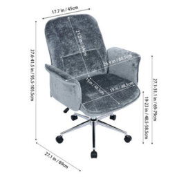 Living And Home Chenille Upholstered Office Chair With Armrests And Casters - thumbnail 5