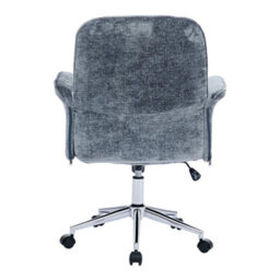 Living And Home Chenille Upholstered Office Chair With Armrests And Casters - thumbnail 4