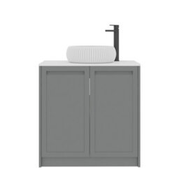 Royal Bathrooms Royal Bathroom Elmore 800mm Matt Pebble Grey Freestanding Bathroom Vanity Unit 2 Door Plain White Worktop With Milan Basin - thumbnail 7