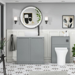 Royal Bathrooms Royal Bathroom Elmore 800mm Matt Pebble Grey Freestanding Bathroom Vanity Unit 2 Door Plain White Worktop With Milan Basin - thumbnail 5