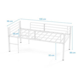 Single Low Loft Bed Metal Frame With Full Safety Guardrails - thumbnail 2