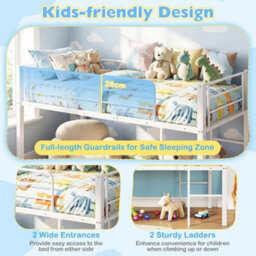 Single Low Loft Bed Metal Frame With Full Safety Guardrails - thumbnail 5