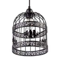 Happy Homewares Shabby Chic Shiny Black Gloss Birdcage Shade With 3D Flowers And Birds - thumbnail 5
