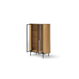 Arte Rotto 10 Display Cabinet 107Cm Oak Vincenza - Curved Glass Cabinet With Integrated Led Lighting - thumbnail 2