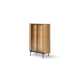 Arte Rotto 10 Display Cabinet 107Cm Oak Vincenza - Curved Glass Cabinet With Integrated Led Lighting - thumbnail 3
