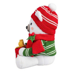 Xample 16 Inch Christmas Knit Characters Set, Moose & Polar Bear Shelf Sitters, Soft Crochet Design, Weighted Base, Indoor Decoration - thumbnail 2