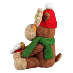 Xample 16 Inch Christmas Knit Characters Set, Moose & Polar Bear Shelf Sitters, Soft Crochet Design, Weighted Base, Indoor Decoration - thumbnail 4
