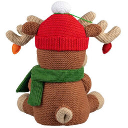 Xample 16 Inch Christmas Knit Characters Set, Moose & Polar Bear Shelf Sitters, Soft Crochet Design, Weighted Base, Indoor Decoration - thumbnail 5