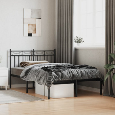 Berkfield Metal Bed Frame With Headboard Black 120X190 Cm - image 1