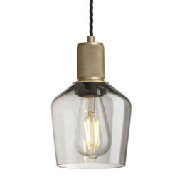 Industville Knurled Glass Schoolhouse Pendant - 5.5 Inch, Mocha Glass Schoolhouse - 5.5 Inch, Brass Pendant Holder - thumbnail 1