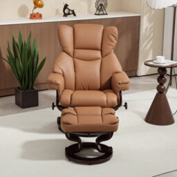 Homcom Pu Leather Manual Reclining Armchair Footstool Padded Seat Brown - thumbnail 8
