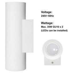 Long Life Lamps Company Modern White Ceramic Up & Down Contemporary Indoor Wall Light Lamp M0044 - thumbnail 3