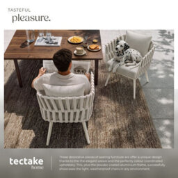 Tectake Aluminium Garden Chair Lugano In Rope Weave Design With Thick Seat & Back Cushions - Beige - Set Of 2 - thumbnail 4