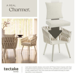 Tectake Aluminium Garden Chair Lugano In Rope Weave Design With Thick Seat & Back Cushions - Beige - Set Of 2 - thumbnail 7