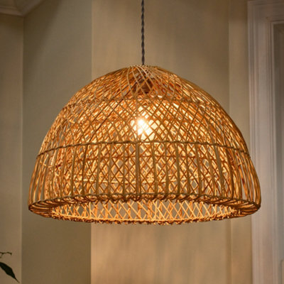 Dibor Traditional Rattan Twin Spiral Easy Fit Decor Ceiling Shade H32 X D50Cm - image 1