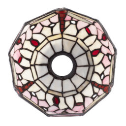 Happy Homewares Pale Pink And White Stained Glass Dragonfly Tiffany Pendant Shade - thumbnail 4