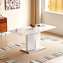 Furniture in Fashion Belmonte High Gloss Extending Dining Table Small In White
