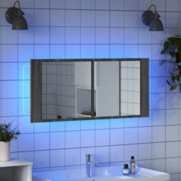 Berkfield Led Bathroom Mirror Cabinet Grey Sonoma 100X12X45 Cm - thumbnail 4