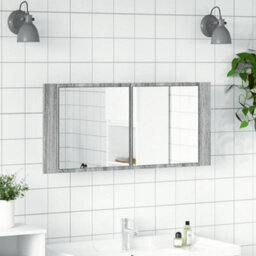 Berkfield Led Bathroom Mirror Cabinet Grey Sonoma 100X12X45 Cm - thumbnail 3
