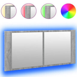 Berkfield Led Bathroom Mirror Cabinet Grey Sonoma 100X12X45 Cm - thumbnail 2