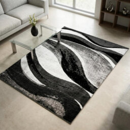 Brown Abstract Wave Pattern Rug Soft Floor Carpet For Living Room Bedroom Modern Style Durable Easy Care Multiple Sizes Home Decor - thumbnail 1