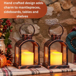 X2 Bronze Effect Led Candle Lanterns - thumbnail 5