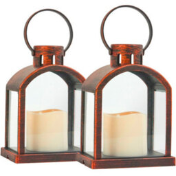 X2 Bronze Effect Led Candle Lanterns - thumbnail 7
