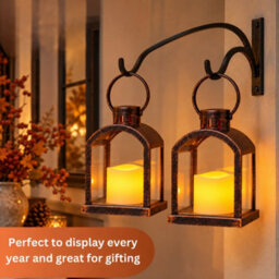X2 Bronze Effect Led Candle Lanterns - thumbnail 6