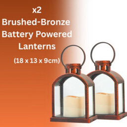 X2 Bronze Effect Led Candle Lanterns - thumbnail 3