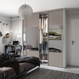 Spacepro Classic Wideline Mirrored Pebble Framed Sliding Wardrobe Door (H)2220mm (W)610mm - thumbnail 1
