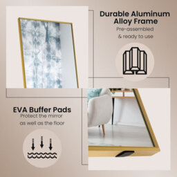 Gainoom Home 160 X 40Cm Golden Wall-Mounted Full Length Mirror Bedroom Large Floor Dressing Mirror - thumbnail 6