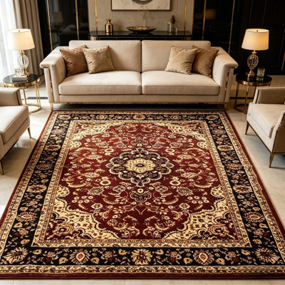 Traditional Persian Style Non-Slip Rug For Hallway, Living Room & Bedroom - Red 60X110Cm - image 1