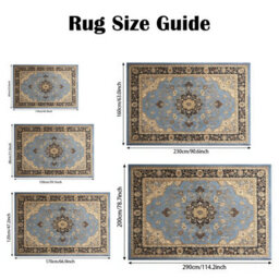 Traditional Persian Style Non-Slip Rug For Hallway, Living Room & Bedroom - Red 60X110Cm - thumbnail 3