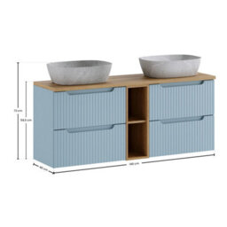 Heze Furniture Noca Bathroom Vanity Cabinet 140Cm Set With Basins And Tall Unit In Baby Blue - thumbnail 8